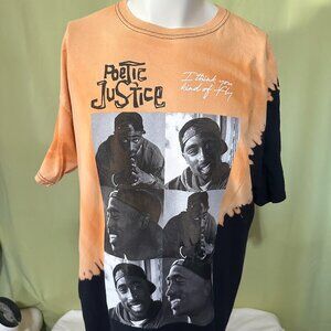 Tupac Poetic Justice I Think You Kind of Fly Men's Orange Black Tye Dye Shirt XL